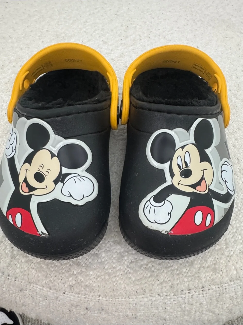 Disney Mickey Mouse Black Clog Slippers with Yellow Strap